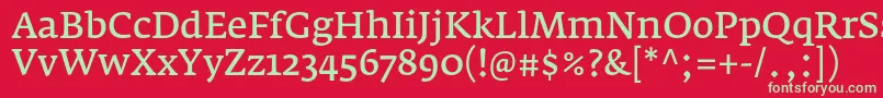 FedraserifaproNormal Font – Green Fonts on Red Background