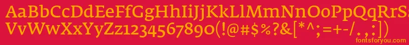 FedraserifaproNormal Font – Orange Fonts on Red Background