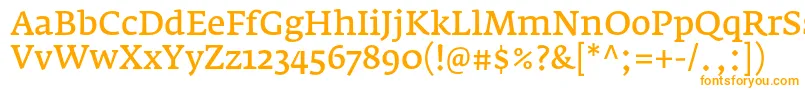 FedraserifaproNormal-fontti – oranssit fontit valkoisella taustalla