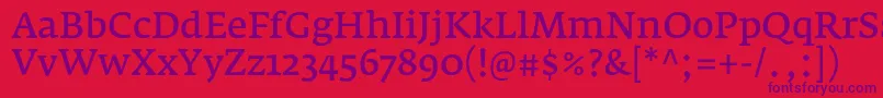 FedraserifaproNormal Font – Purple Fonts on Red Background