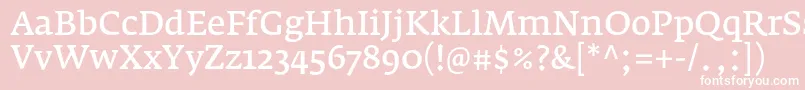FedraserifaproNormal-fontti – valkoiset fontit vaaleanpunaisella taustalla