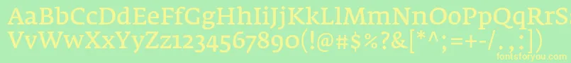 フォントFedraserifaproNormal – 黄色の文字が緑の背景にあります