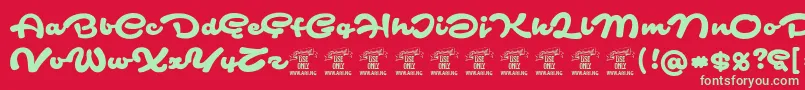 フォントSafirscriptPersonalUse – 赤い背景に緑の文字