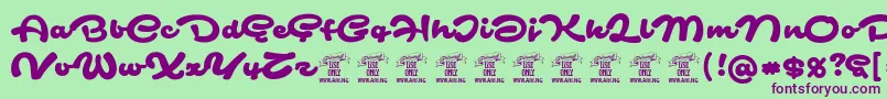 Fonte SafirscriptPersonalUse – fontes roxas em um fundo verde