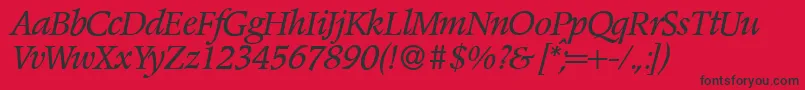 PoempopularItalic Font – Black Fonts on Red Background