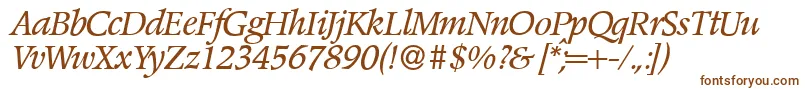 PoempopularItalic Font – Brown Fonts on White Background