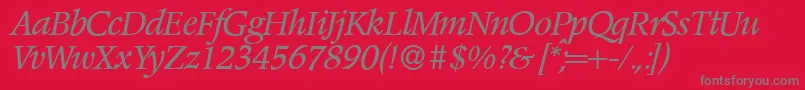 PoempopularItalic Font – Gray Fonts on Red Background