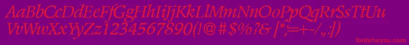 PoempopularItalic Font – Red Fonts on Purple Background