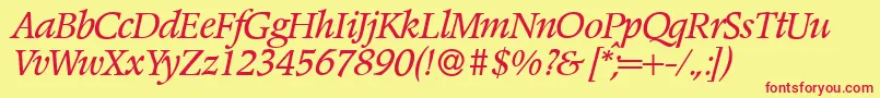 PoempopularItalic Font – Red Fonts on Yellow Background