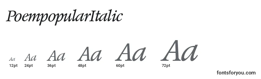 Размеры шрифта PoempopularItalic