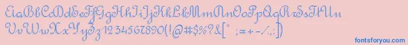 RondoTwinThin-Schriftart – Blaue Schriften auf rosa Hintergrund