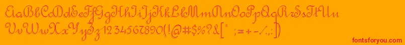 RondoTwinThin-Schriftart – Rote Schriften auf orangefarbenem Hintergrund