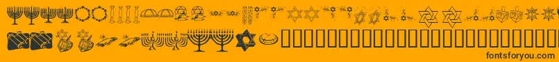 KrHappyHanukhah Font – Black Fonts on Orange Background