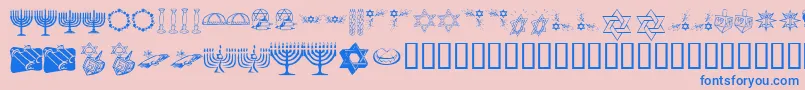 KrHappyHanukhah Font – Blue Fonts on Pink Background