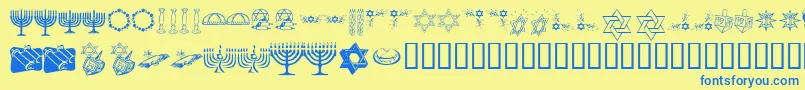 KrHappyHanukhah Font – Blue Fonts on Yellow Background