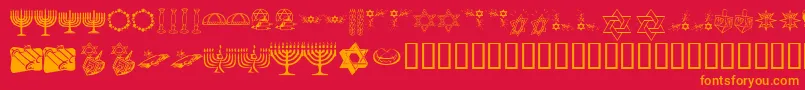 Fonte KrHappyHanukhah – fontes laranjas em um fundo vermelho