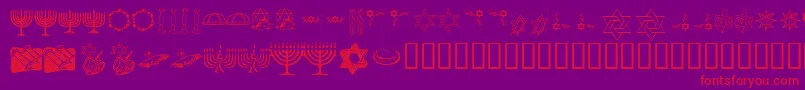 KrHappyHanukhah-Schriftart – Rote Schriften auf violettem Hintergrund