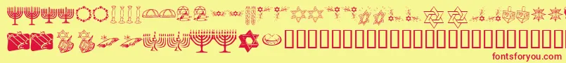 Fonte KrHappyHanukhah – fontes vermelhas em um fundo amarelo