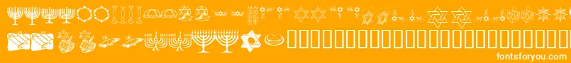 Fonte KrHappyHanukhah – fontes brancas em um fundo laranja