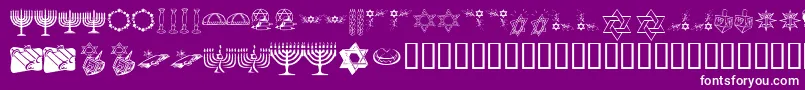 Police KrHappyHanukhah – polices blanches sur fond violet