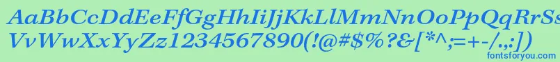 Шрифт KeplerstdMediumextitcapt – синие шрифты на зелёном фоне