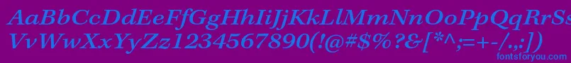 フォントKeplerstdMediumextitcapt – 紫色の背景に青い文字