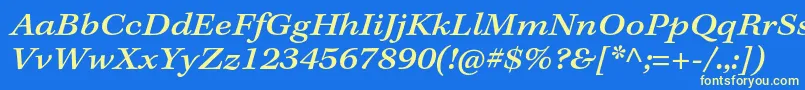 KeplerstdMediumextitcapt-fontti – keltaiset fontit sinisellä taustalla