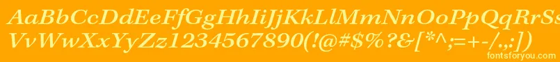 KeplerstdMediumextitcapt-fontti – keltaiset fontit oranssilla taustalla