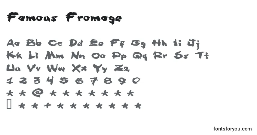 Schriftart Famous Fromage – Alphabet, Zahlen, spezielle Symbole