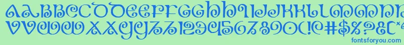 Шрифт Theshire – синие шрифты на зелёном фоне