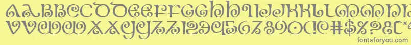 Theshire-Schriftart – Graue Schriften auf gelbem Hintergrund