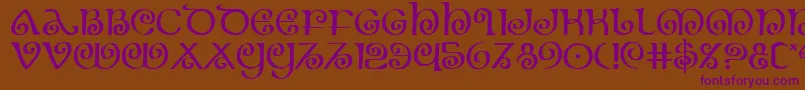 Czcionka Theshire – fioletowe czcionki na brązowym tle