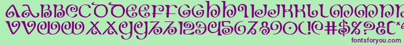 Theshire-Schriftart – Violette Schriften auf grünem Hintergrund