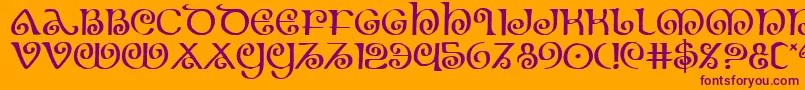 Theshire-Schriftart – Violette Schriften auf orangefarbenem Hintergrund