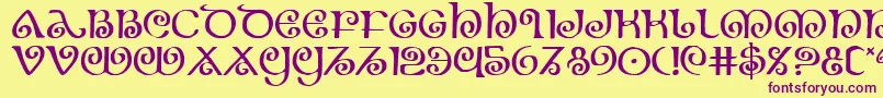Шрифт Theshire – фиолетовые шрифты на жёлтом фоне