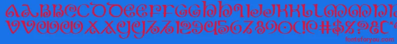 Theshire-Schriftart – Rote Schriften auf blauem Hintergrund