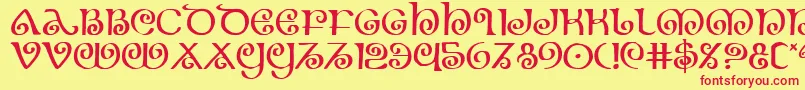 Theshire-Schriftart – Rote Schriften auf gelbem Hintergrund