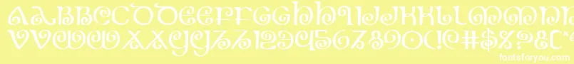 Theshire-Schriftart – Weiße Schriften auf gelbem Hintergrund