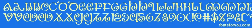 フォントTheshire – 黄色の文字、青い背景