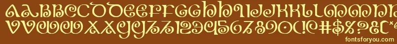 Theshire-fontti – keltaiset fontit ruskealla taustalla