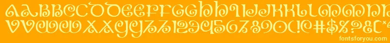 フォントTheshire – オレンジの背景に黄色の文字