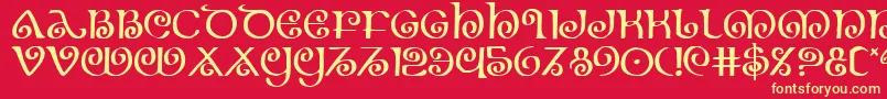 Шрифт Theshire – жёлтые шрифты на красном фоне