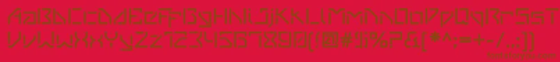 VanbergerStencil-Schriftart – Braune Schriften auf rotem Hintergrund