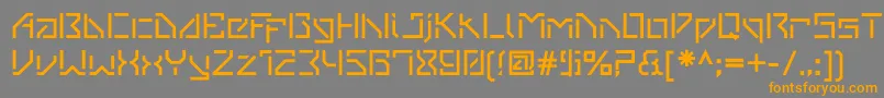 フォントVanbergerStencil – オレンジの文字は灰色の背景にあります。