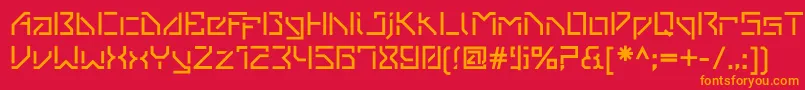 Czcionka VanbergerStencil – pomarańczowe czcionki na czerwonym tle