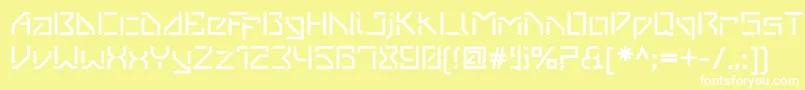 VanbergerStencil-Schriftart – Weiße Schriften auf gelbem Hintergrund
