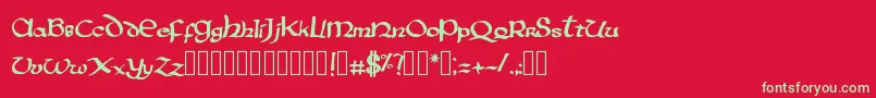 フォントPentagramsAurra – 赤い背景に緑の文字