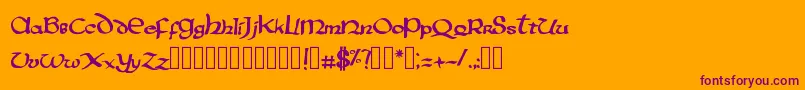 PentagramsAurra-Schriftart – Violette Schriften auf orangefarbenem Hintergrund