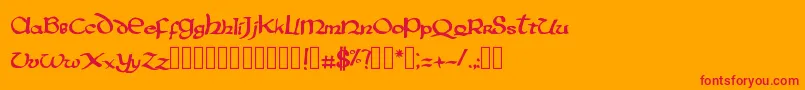 PentagramsAurra-Schriftart – Rote Schriften auf orangefarbenem Hintergrund