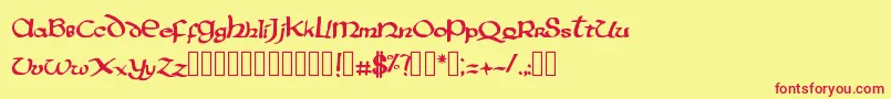 PentagramsAurra-Schriftart – Rote Schriften auf gelbem Hintergrund